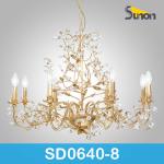 classics wrought iron factory price gold foil crystal chandelier-SD0640-8
