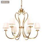 Luxury Antique Classic Chandelier Pendant Lights Brass Chandelier With Import Fabric Lampshade-P2852