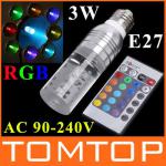 AC 90~240V 3W E27 RGB LED Bulb Lamp 16 Color changing Crystal LED spot light-H4953