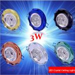 3W LED Crystal Ceiling Light 6 Colors Spot Light Indoor Down light Cool/Warm White-TR-TH-C003