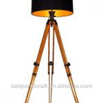2014 Europe wooden tripod floor lamp with black shade for home decor-CHINA001