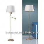 fashionable modern gold floor lamp with off white fabric linen shade-130316