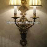 antique brass wall lamp with clothshade-MGW2007-2