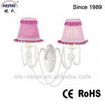 classy princess style chandelier wall lamp with fabric pink lampshade for kids living room decoration twiddle wandlamp NS-123016-NS-123016