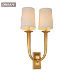 Luxury Bronze Antique Classic Brass Wall Lamps Candle Sconces With Import Fabric Shade-B2820-2
