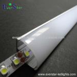 Aluminum led strip profile with extruded PC cover 45 degree light angle round cover end caps mounting clips-ES-LA02