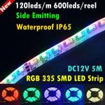 RGB SMD335 48W DC12V 5M Waterproof IP65 120leds/m 600leds Side Emitting LED Strip Light-WU-DC-RGB-335-120