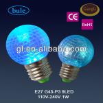 CE certificate 110v/220v e27/b22 colorful plastic led bulb E27-GL-G45-P3  led bulb E27