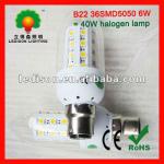 led candle SMD 6W 40W halogen replacement 450-480lm-B22-36SMD5050