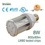 360 Degree 8W LED Corn Bulbs 100-277VAC Garden Lights Street Lights For IP65 Fixture TUV UL Approved-BWRL-8W-A