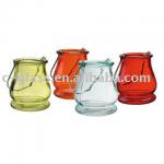 auto-machine blown glass hurricane with handles-J5560P