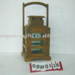 Antique tawny wooden handled lantern-RX08W0116