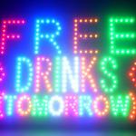 60059 Free Drinks Tomorrow Tiki Bar Happy Hour Daiquiri Champagne Cool LED Sign-60059