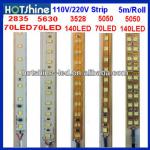 220V LED Strip 140/120/70/60led 110V Available HS-LR5050WW140WP65-220