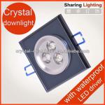 3W crystal recessed down light,Indoor square led ceiling downlight housing Huizhuo Lighting