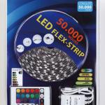 Blister Packing Flexible LED Strip Light RGB SMD 5050 300Led 5m IP65+ 24 Keys Controller + 5A Power ZDDT-60D5050RGB-5M