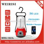 LED rechargeable portable emergency lantern with AC CFL lamp FM radio and mobile charge WRS-1823L