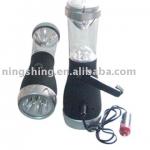 Portable two function hand crank dynamo camping light