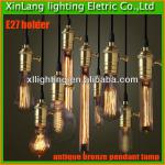 Best quality E27 lamp holder antique bronze pendant lamp with edison bulb china factory