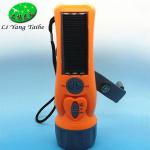 LY-SD5020 Hand crank solar dynamo flashlights with fm radio mobile charger and siren