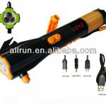 cranking solar camping torch with hammer and belt cutter