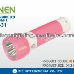 LONEN 2014 plastic most powerful emergency super bright mini 4 LED rechargable cheap mini pink super bright flashlight whosale