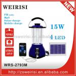 Rechargeable indoor solar lantern with mobile phone charger and radio