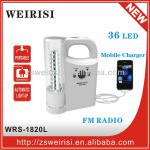 Portable multi-function rechargeable emergency LED lantern with mobile charger and FM radio