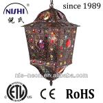 hot selling Moroccan lamp inlaid colorful metal lantern Indian lamp NS-124001