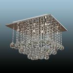 Square Luxury Crystal Ceiling Light With Ball Drop