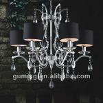 UL CE 2013 hot sale Hotel/ living Lobby room Chandelier/pendant Lamp lighting with Black Fabric Shade GMMD1105-6B