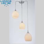 Modern White Glass 3 Light Pendant Lamp