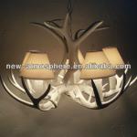 Artisan Lighting ANTLER black stag antler ceiling light with silk shades