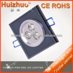 [Huizhuo Lighting] 3W square crystal recessed down light,Indoor square led ceiling downlight housing,porch light