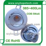 385~400Lm high lumen recessed 5W COB led downlight with CE RoHS