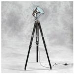 Large Industrial Spotlight Tripod Wooden Floor Lamp with Handle