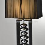 drum textile shade metal table lamp in chrome for home