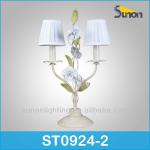 2 lights wrought iron decorative bedroom table lamp