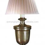 Richmond classical fabric shade brass table lamp in AGB finish