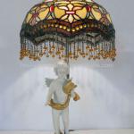 Antique stained glass Tiffany table lamp