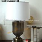 Plated Antique Brass Table lamp with white fabric shade