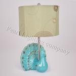 1 Light Traditional Luxury Ceramic Table Lamp in Aqu finish with silk shade #.P1730-TL