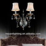 Luxury European style 2 light finished crystal wall lamp with shade Lc14