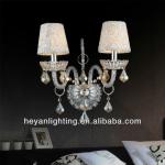 Luxury European style 2 light finished crystal wall lamp with shade Lc14