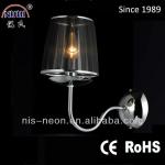 2013 indoor chromed antique bedroom wall lamp with black fabric lampshade NS-123019
