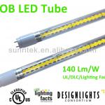 COB T8 LED Tube, DLC, UL, Lighting Facts approved. 140 Lm/W