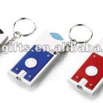 promotional plastic coin holder flashlight keychain,led light with coin holder,coin holder led light