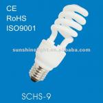 RoHS CE SGS HALF SPIRAL 9mm 7W ENERGY SAVING LAMP