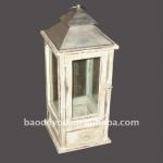 Shabby chic antique white wooden lantern