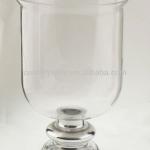 silver base decaled clear glass vase